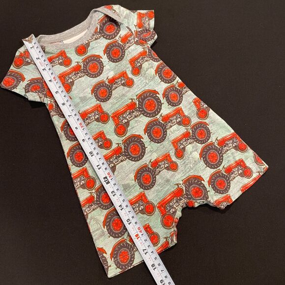 ~ 6mo Tractor Onesie Organic Little Wings Farm Farmer Stretch Baby Short Sleeves - Picture 7 of 13